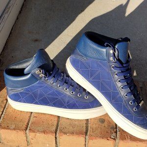 Jimmy Choo Shoes High Top Trainers Leather Blue